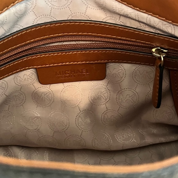 Michael Kors Hamilton MK Logo Satchel Handbag East West Brown - Picture 7 of 7